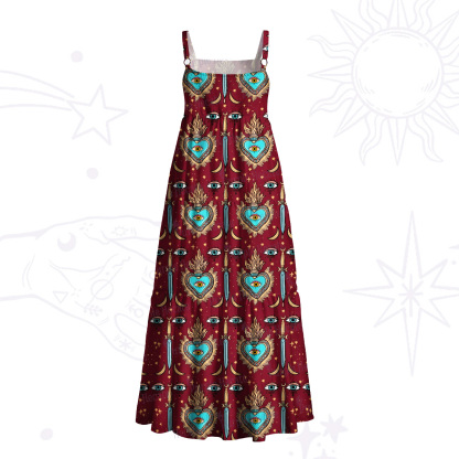 Purplehecate Sacred Heart Wide Straps Maxi Dress