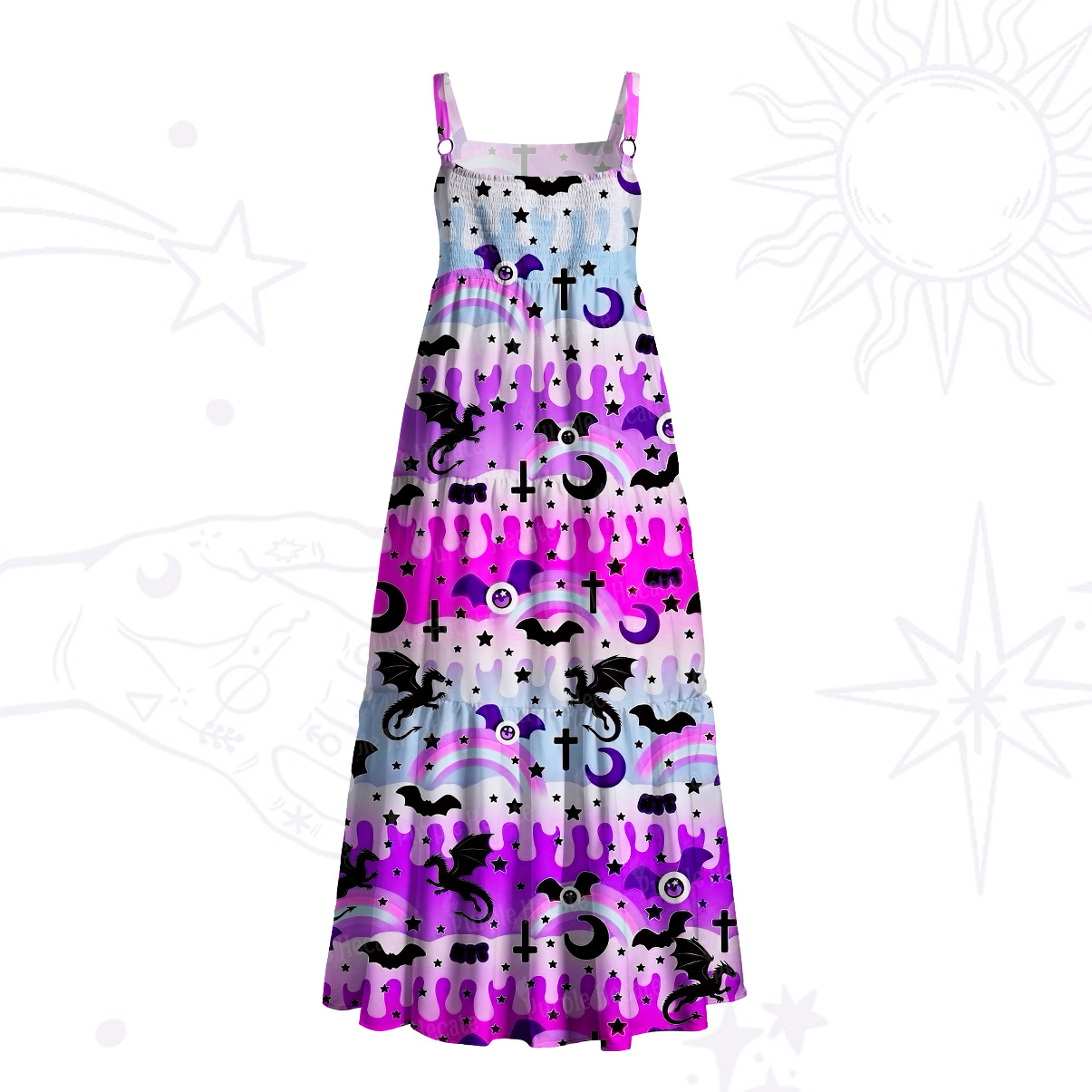 Purplehecate Candy Goth Nightfall Wide Straps Maxi Dress