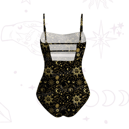 Purplehecate Mysterious Star & Moon Slim-Strap Swimsuit