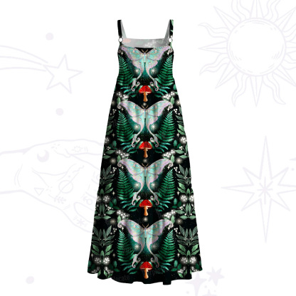 Purplehecate Enchanted Forest Moth Wide Straps Maxi Dress