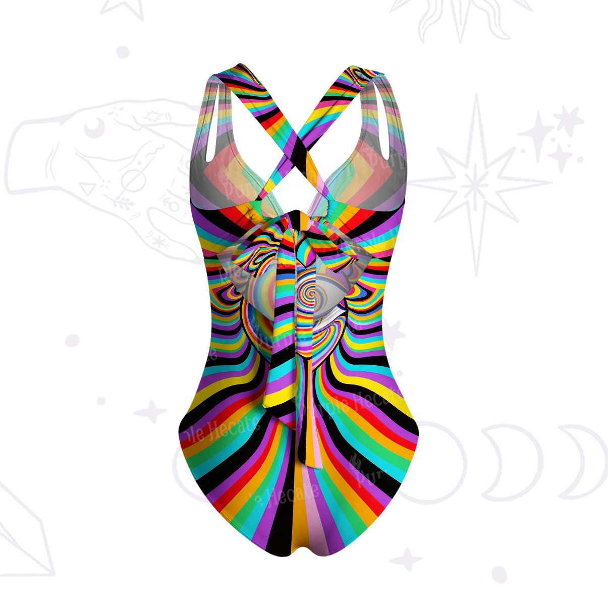 Purplehecate Psychedelic Pride Spiral Rainbow One-Piece Swimsuit