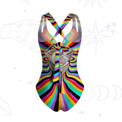 Purplehecate Psychedelic Pride Spiral Rainbow One-Piece Swimsuit