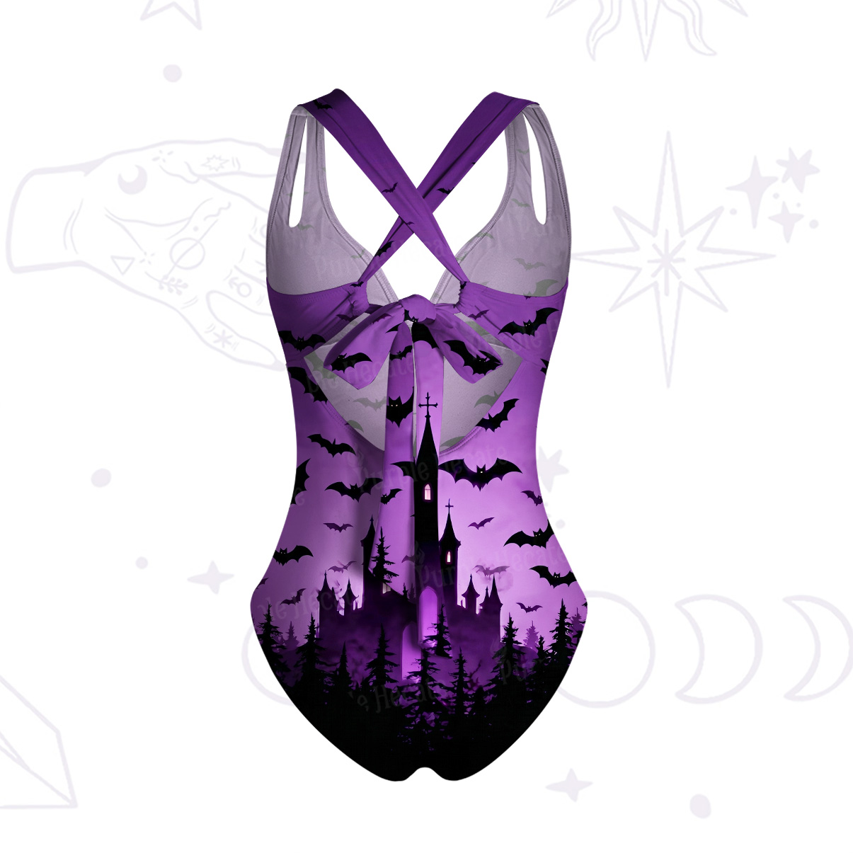 Purplehecate Spooky Night Bat Kingdom One-Piece Swimsuit