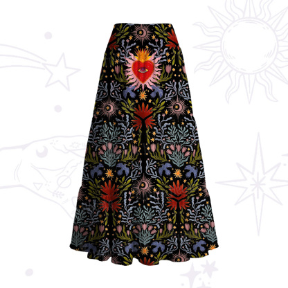 Purplehecate Sacred Flame Heart Convertible Maxi Skirt