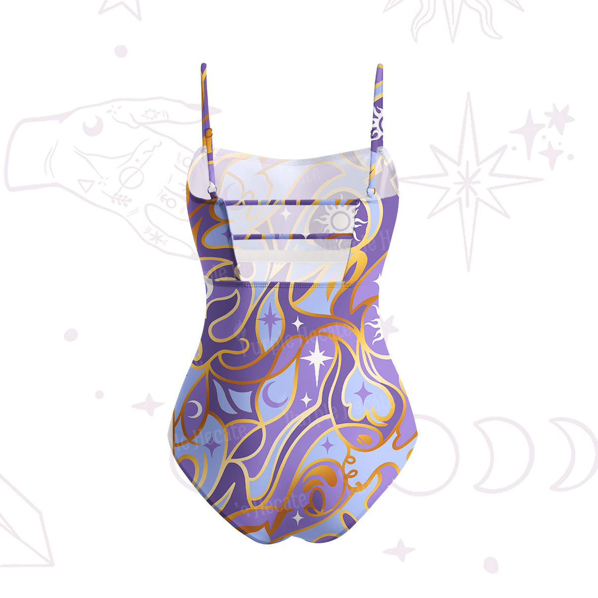 Purplehecate Divination Night Print Slim-Strap Swimsuit