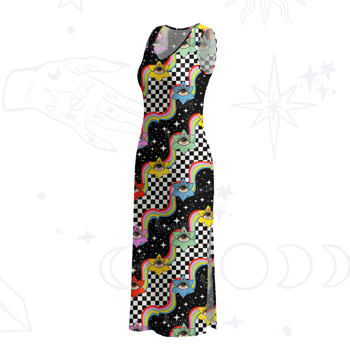 Purplehecate Enchanted Eye Blossom Crochet Knit Maxi Dress