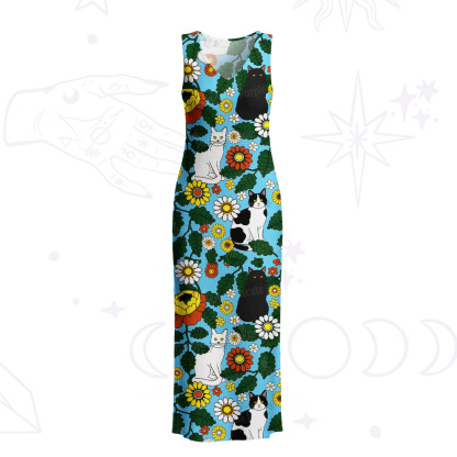 Purplehecate Daisy Cat  Garden Crochet Knit Maxi Dress
