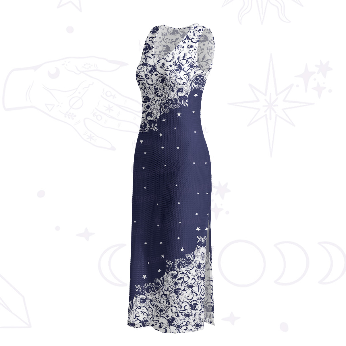 Purplehecate Midnight Star Crochet Knit Maxi Dress