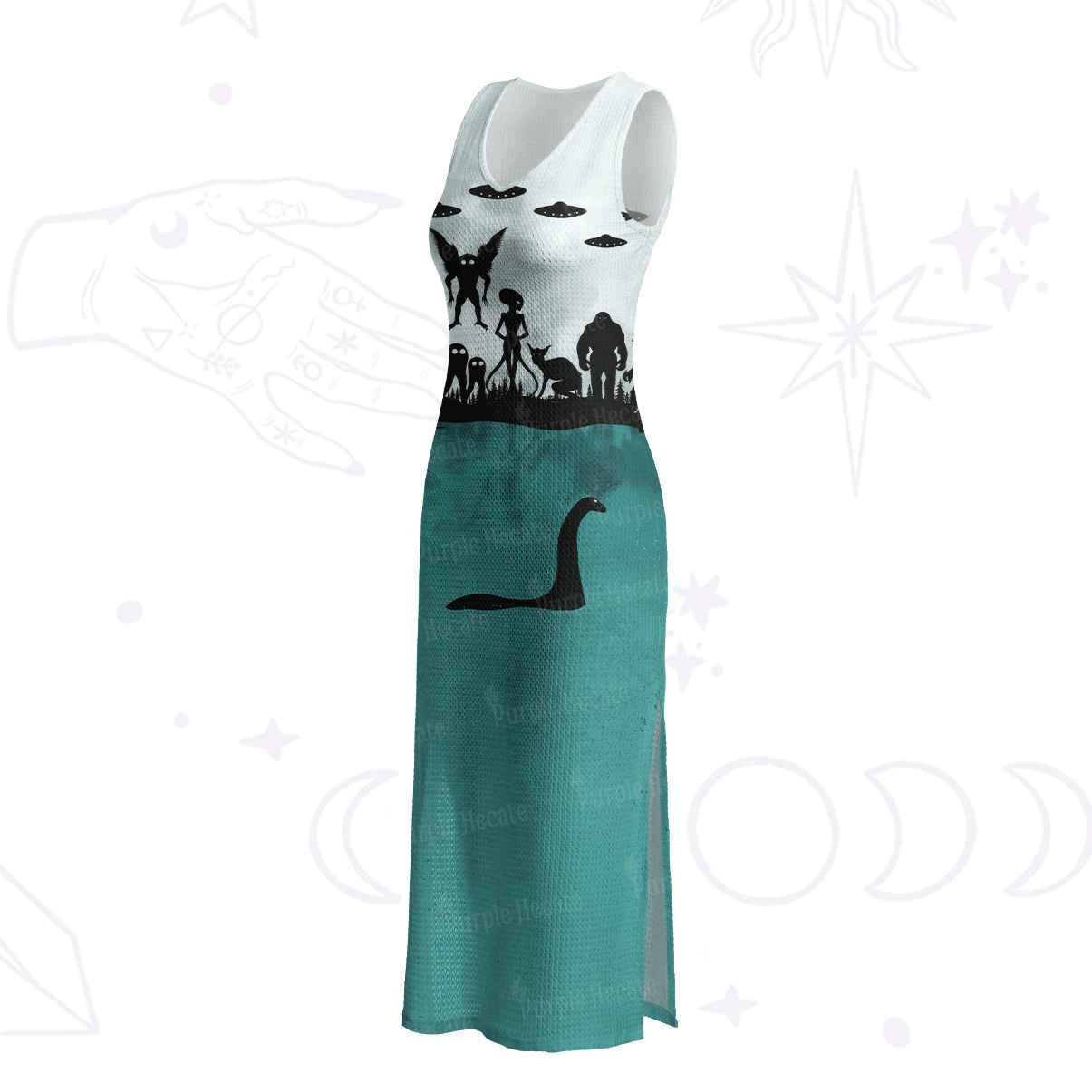 Purplehecate Alien Lake Monster Encounter Crochet Knit Maxi Dress