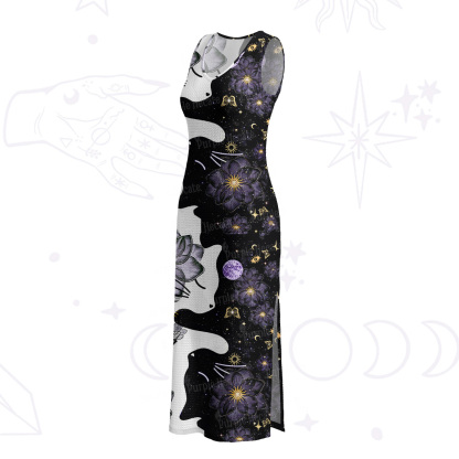 Purplehecate Starlit Cats & Butterflies Crochet Knit Maxi Dress