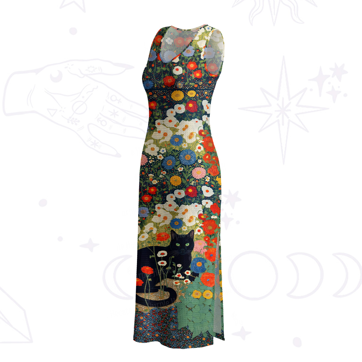 Purplehecate Vintage The Cat in Bloom Crochet Knit Maxi Dress