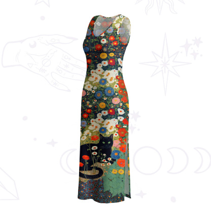 Purplehecate Vintage The Cat in Bloom Crochet Knit Maxi Dress