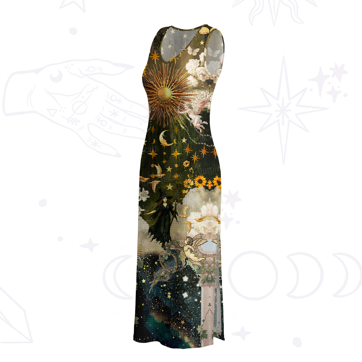 Purplehecate Garden of the Celestial Witch Crochet Knit Maxi Dress