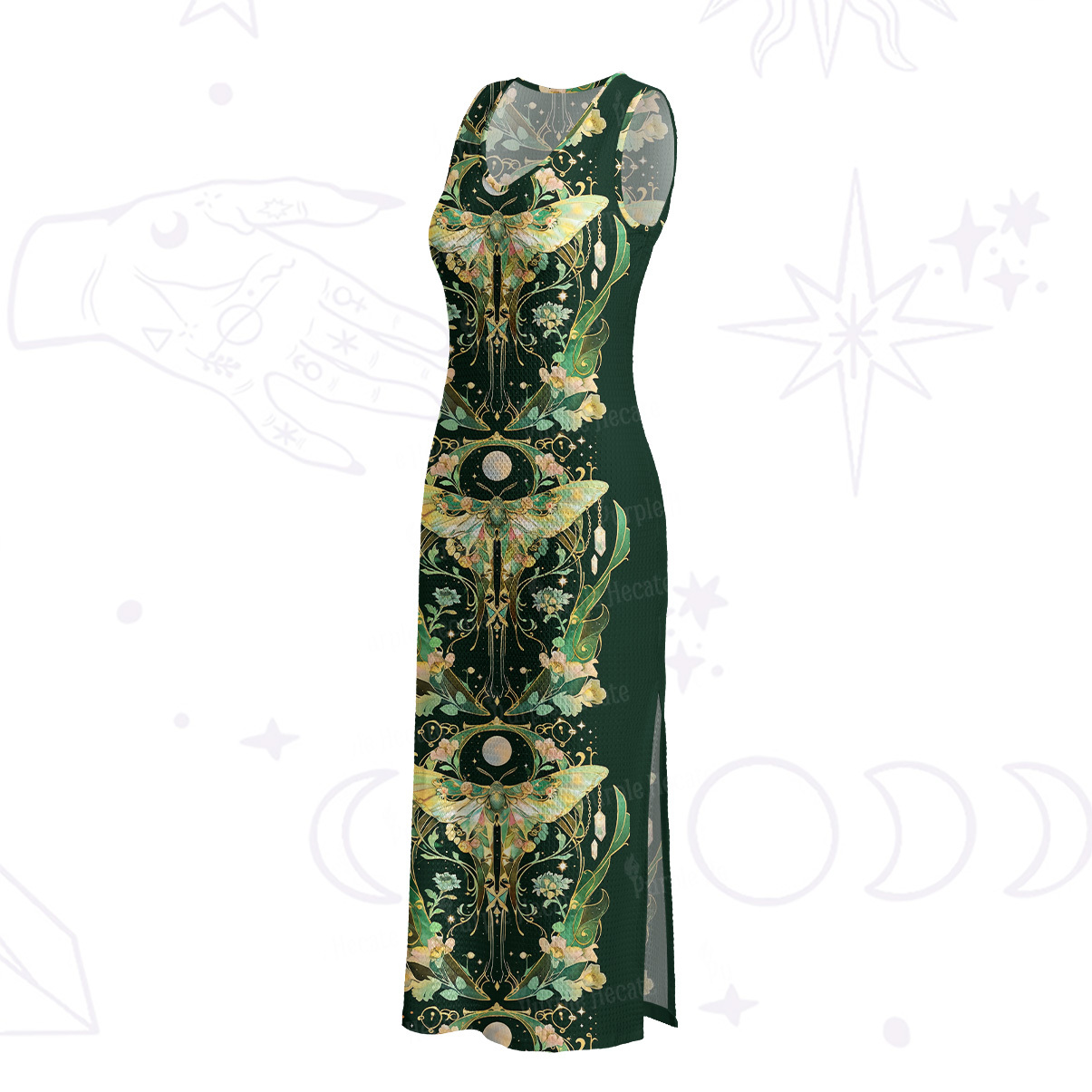 Purplehecate Moon Moth Rave Crochet Knit Maxi Dress
