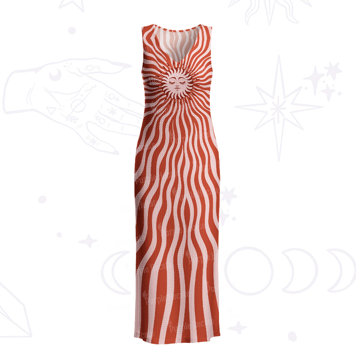 Purplehecate Radiance of the Sun Crochet Knit Maxi Dress