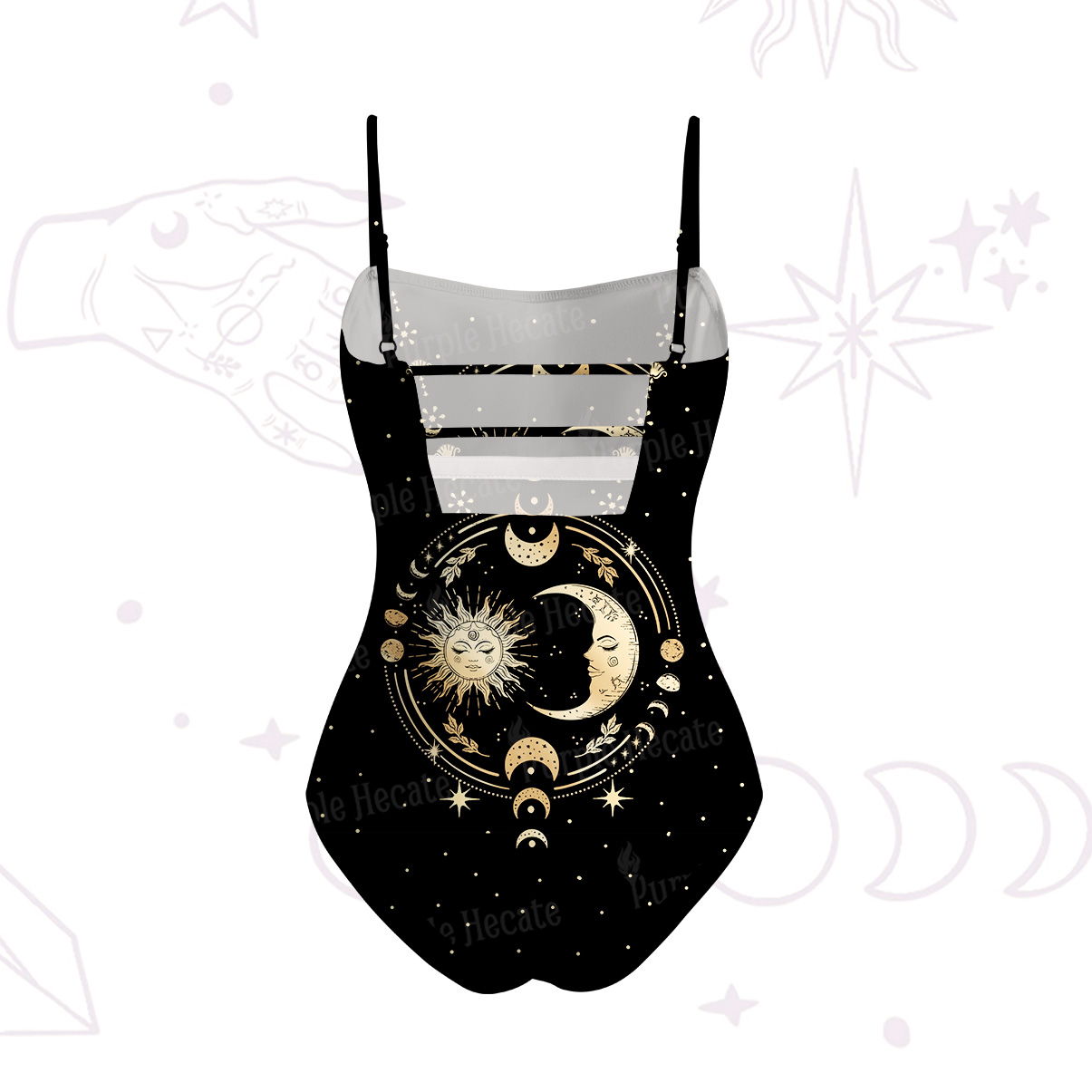 Purplehecate Celestial Sun and Moon Slim-Strap Swimsuit