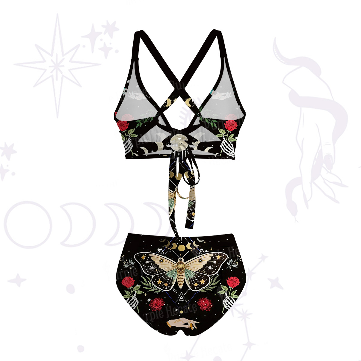 Purplehecate Moonlight Metamorphosis Crisscross Tie-Back Bikini Set