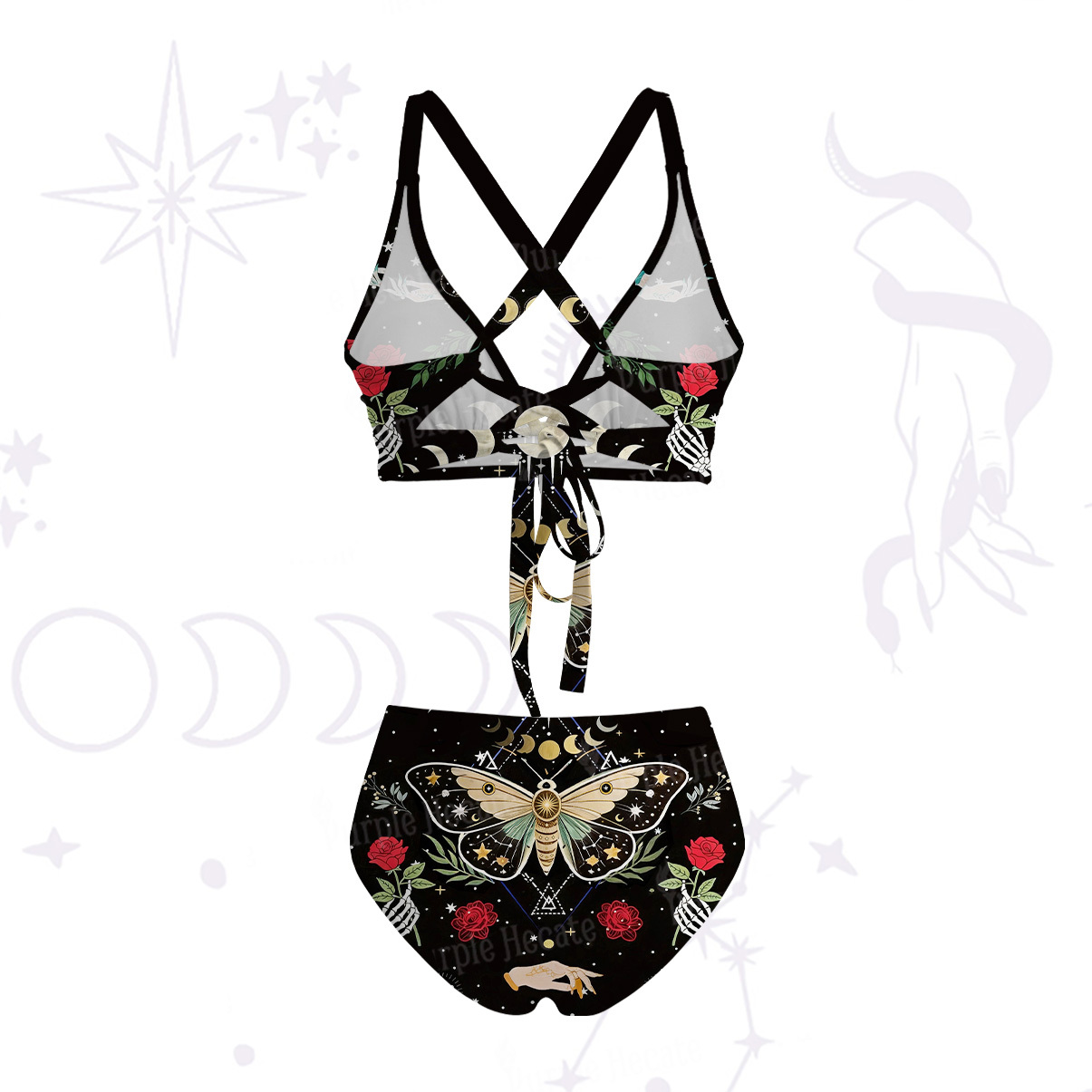 Purplehecate Moonlight Metamorphosis Crisscross Tie-Back Bikini Set