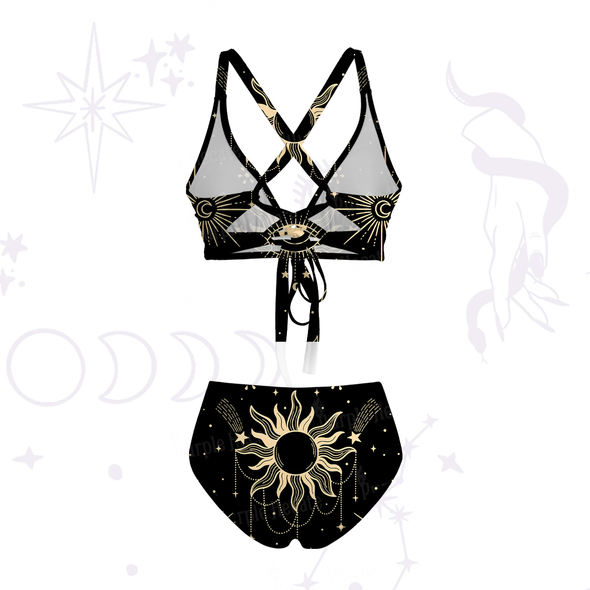 Purplehecate Solar Oracle Crisscross Tie-Back Bikini Set