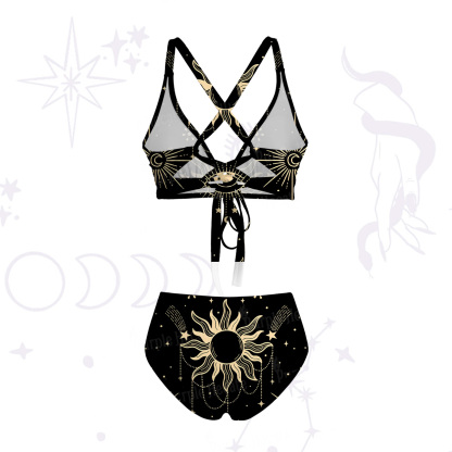 Purplehecate Solar Oracle Crisscross Tie-Back Bikini Set