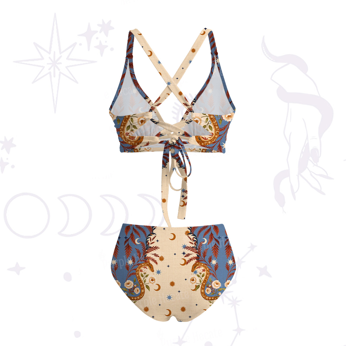 Purplehecate Celestial Ascension Crisscross Tie-Back Bikini Set