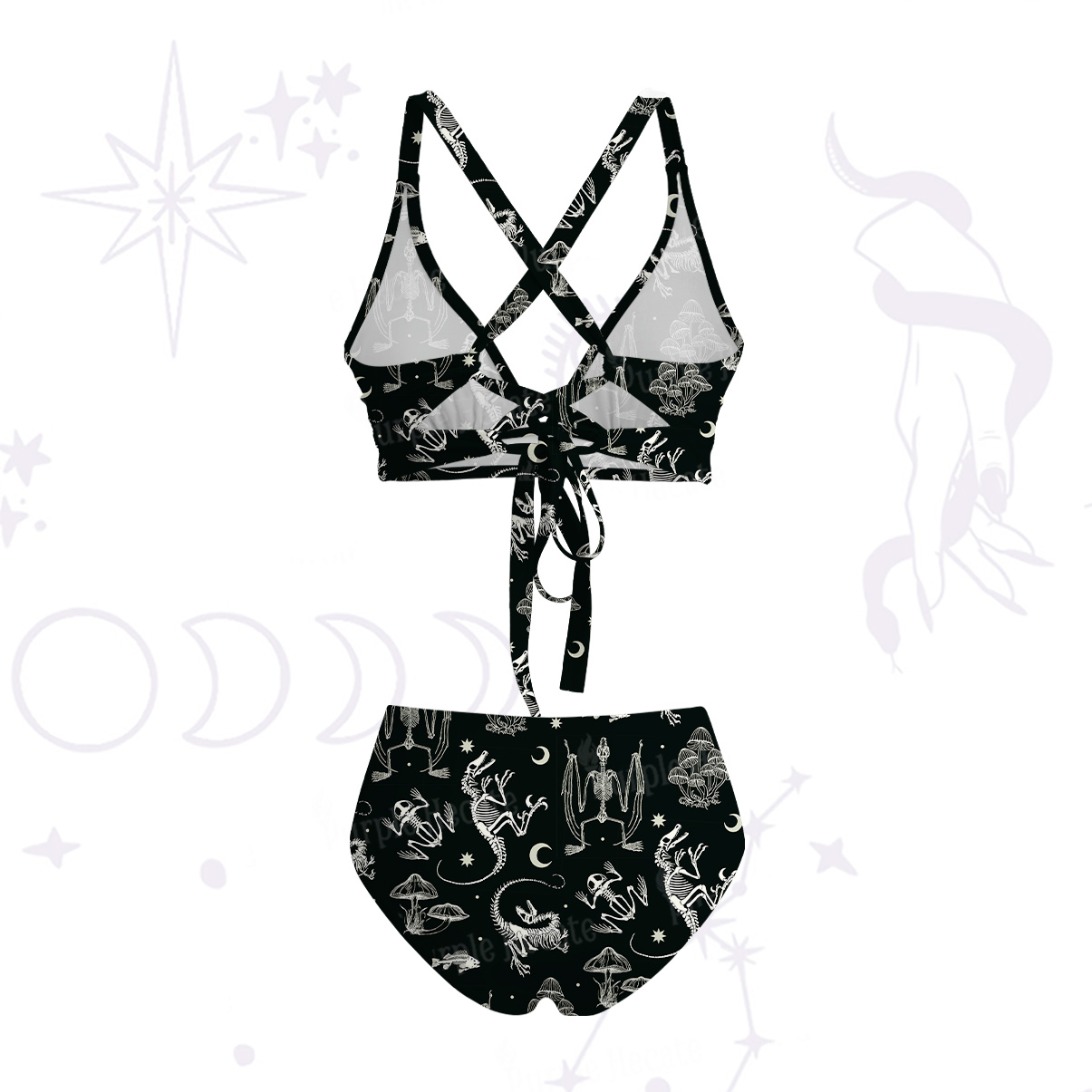 Purplehecate Prehistoric Fantasy Crisscross Tie-Back Bikini Set