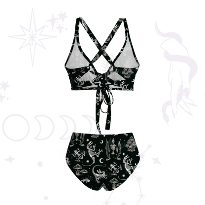 Purplehecate Prehistoric Fantasy Crisscross Tie-Back Bikini Set