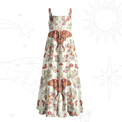 Purplehecate Lunar Moth Enchanted Forest Wide Straps Maxi Dress