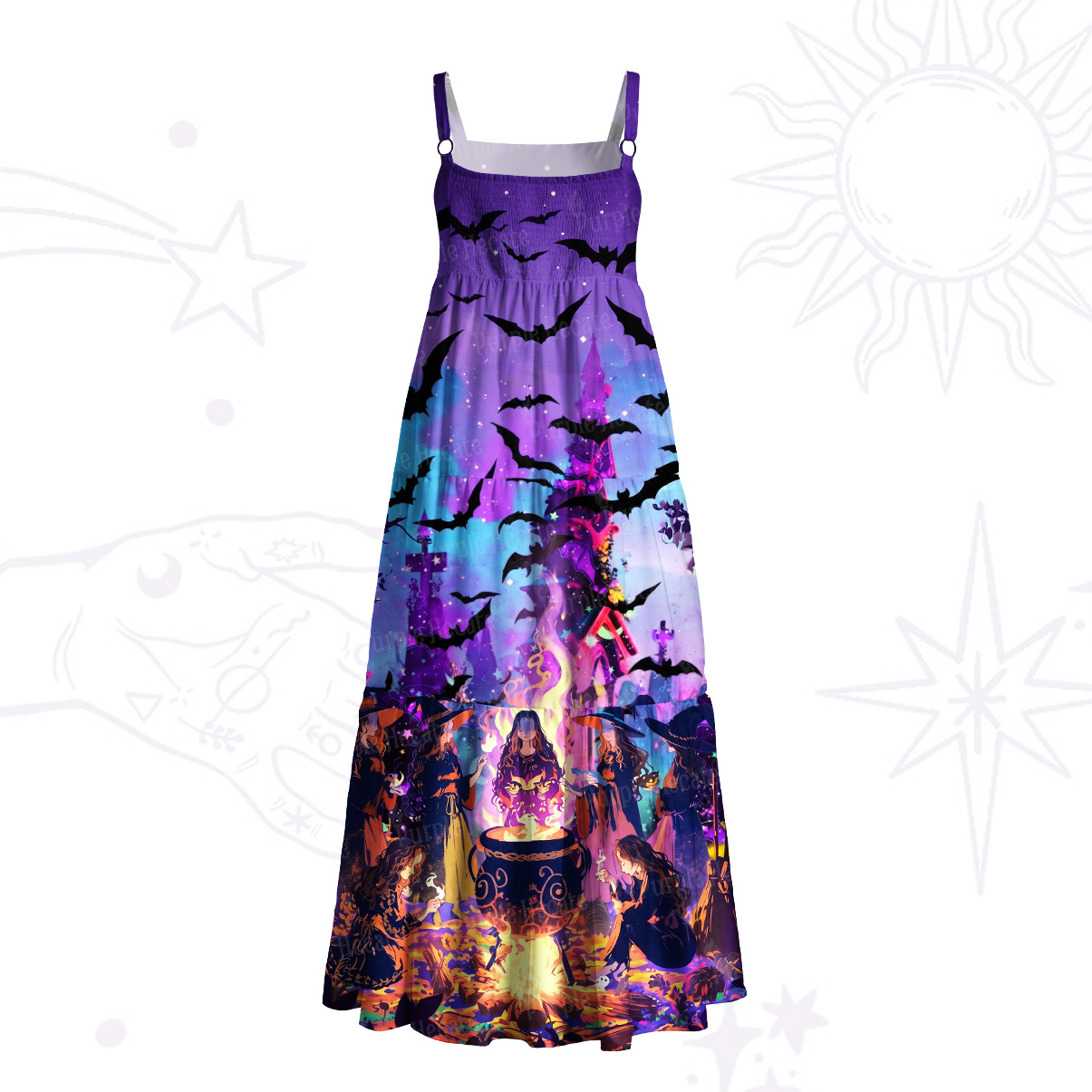 Purplehecate Twilight Coven Strappy Wide Straps Maxi Dress