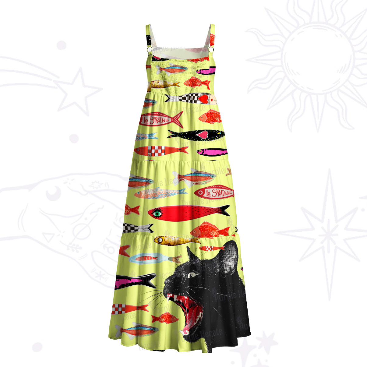 [Copy]Purplehecate Enchanted Cat Grove Wide Straps Maxi Dress