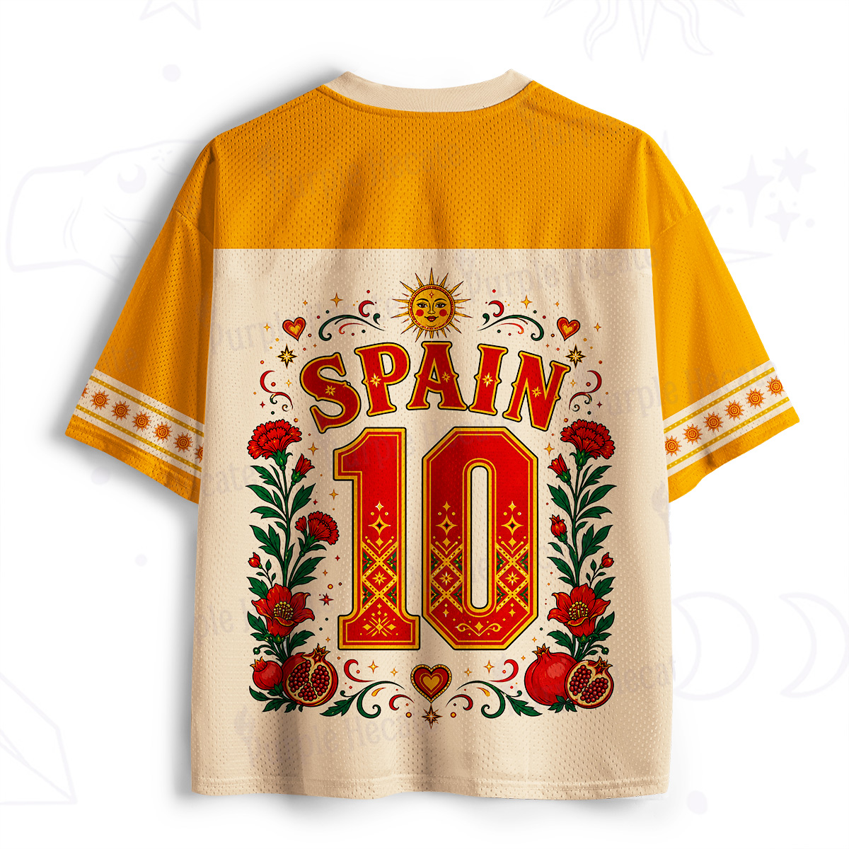 Purplehecate Spain Sun Goddess Football Mesh Jersey