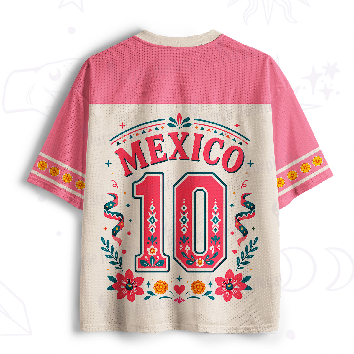 Purplehecate Floral Axolotl Mexico Football Mesh Jersey