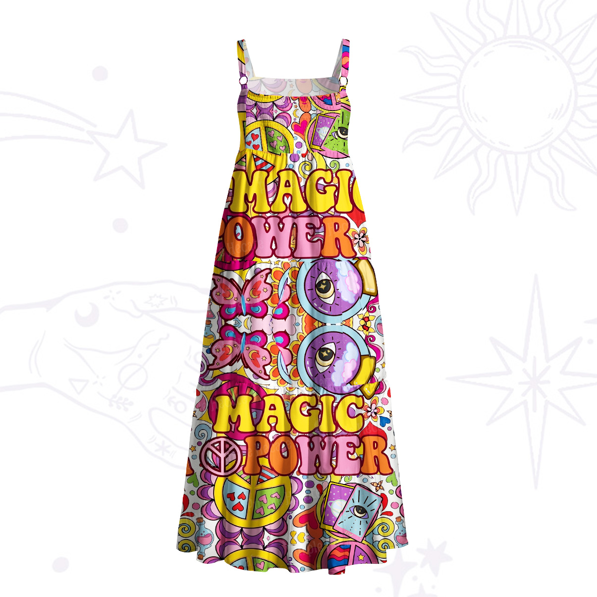 Purplehecate Magic Power Wide Straps Maxi Dress