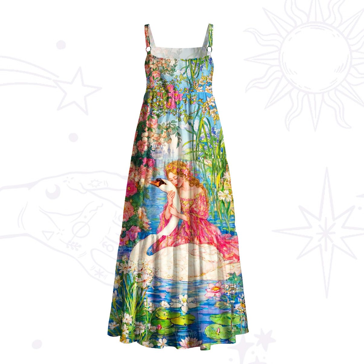 Purplehecate Mystic Dreamy Garden Muse Wide Straps Maxi Dress