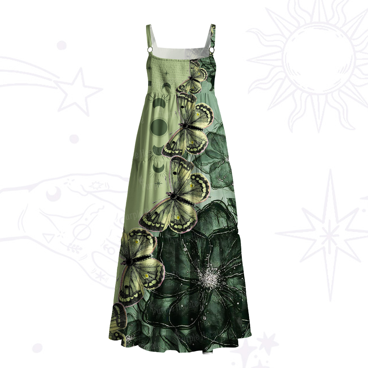 Purplehecate Mystic Dreamland Butterfly Wide Straps Maxi Dress