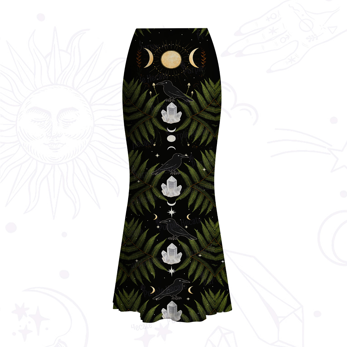 Purplehecate Lunar Raven Ritual Mesh Mermaid Hem Skirt