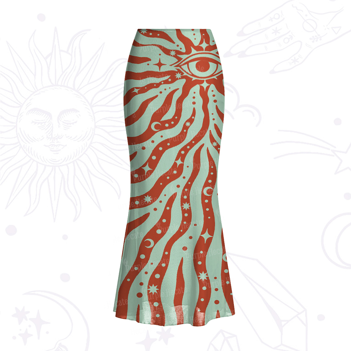 Purplehecate Green Vision Illusion Mesh Mermaid Hem Skirt
