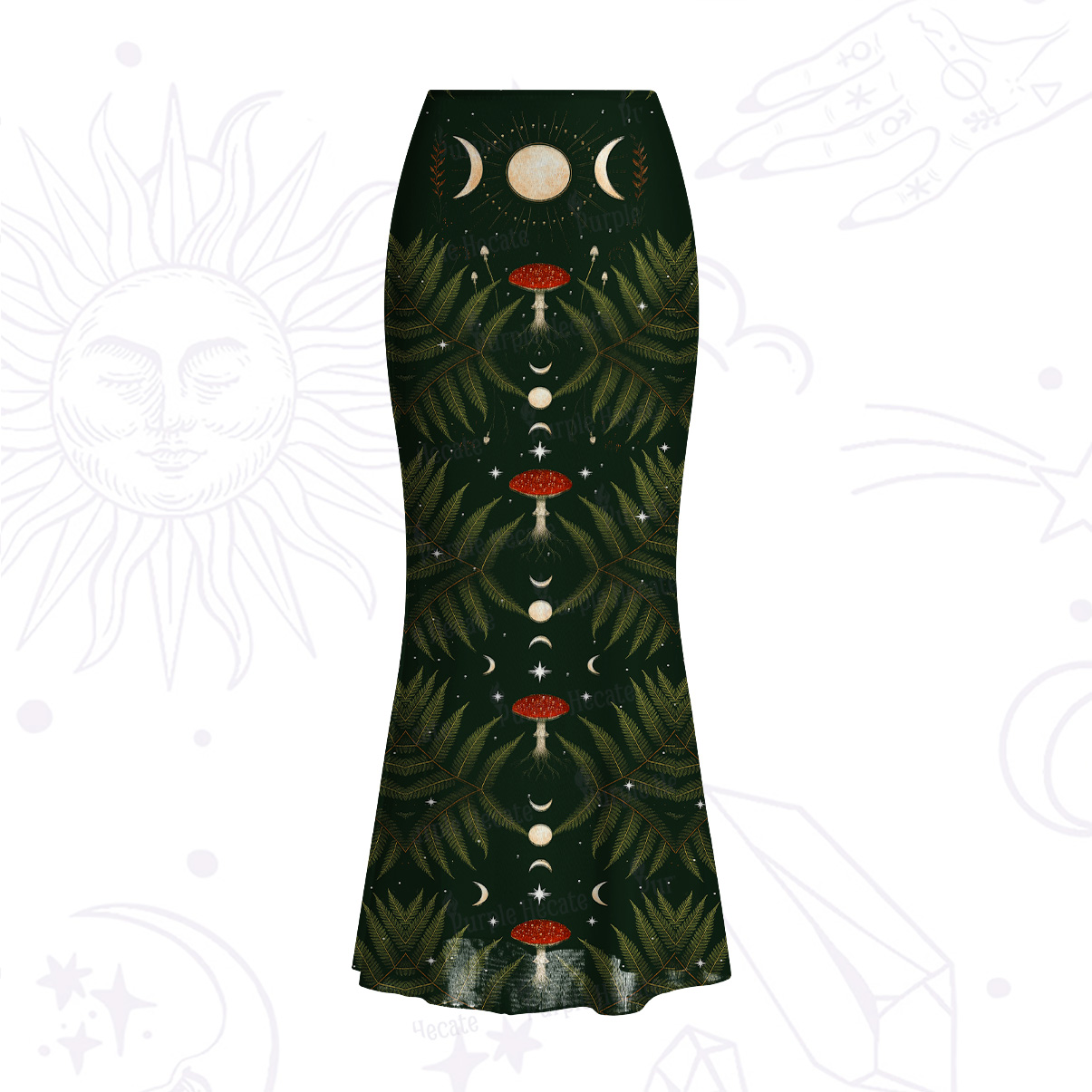 Purplehecate Moonlit Mushroom Gown Mesh Mermaid Hem Skirt