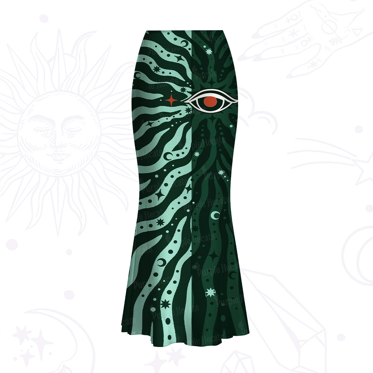 Purplehecate Green Vision Illusion Mesh Mermaid Hem Skirt
