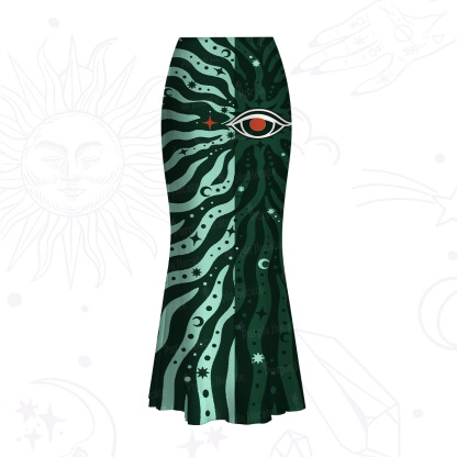 Purplehecate Green Vision Illusion Mesh Mermaid Hem Skirt