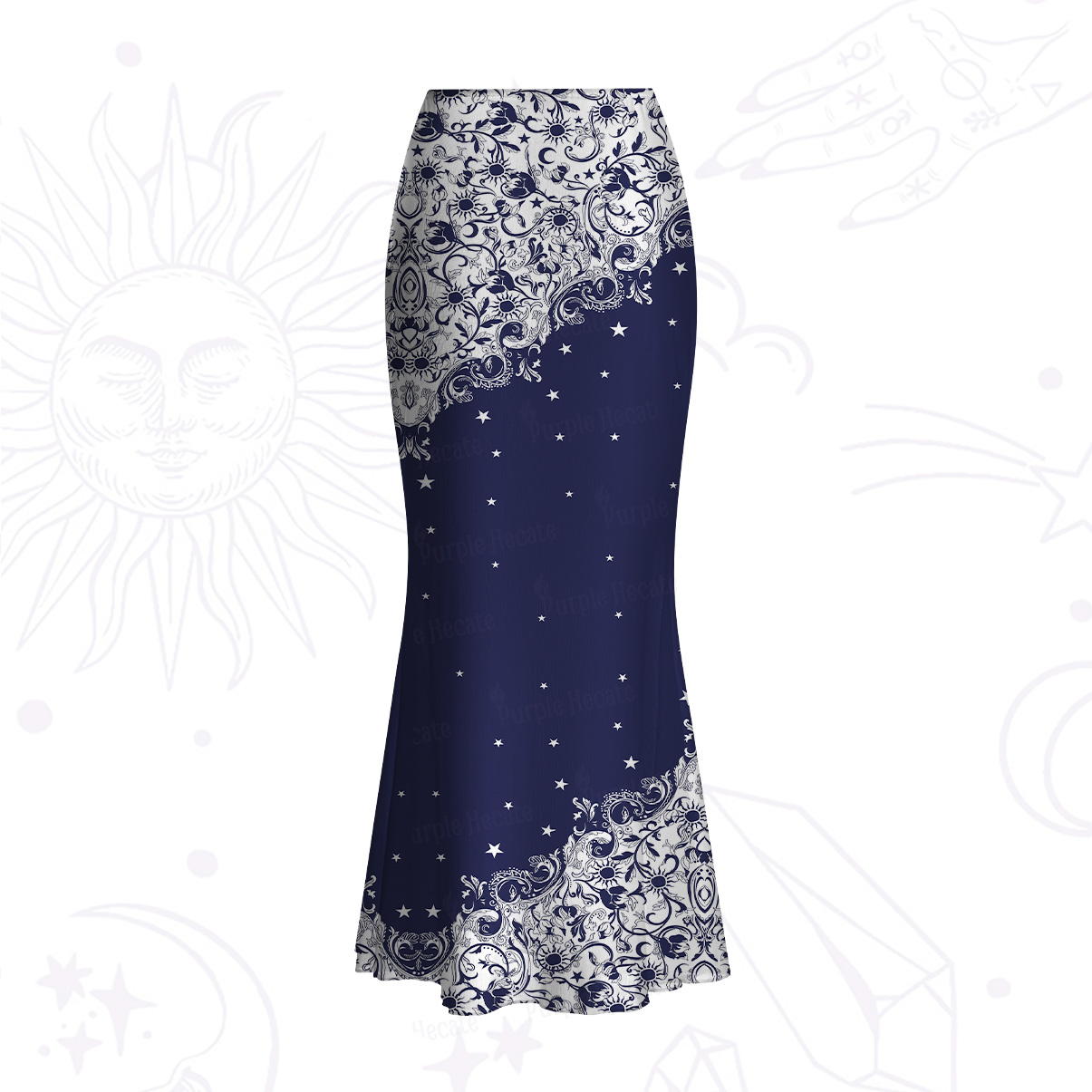 Purplehecate Midnight Star Mesh Mermaid Hem Skirt