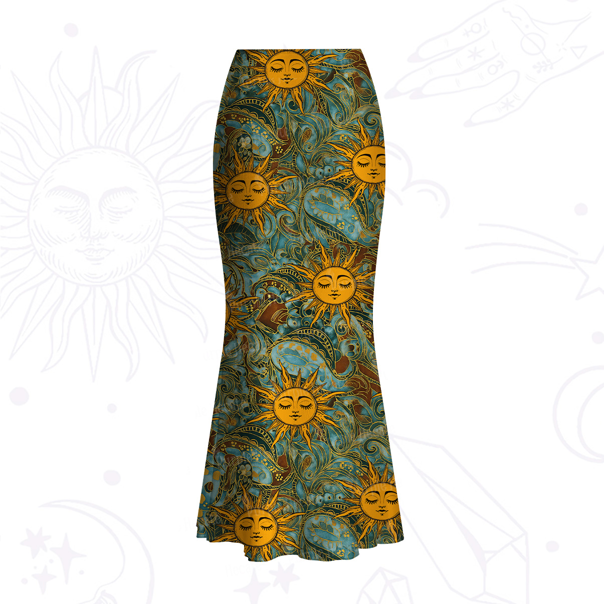 Purplehecate Golden Sun Wheel Mesh Mermaid Hem Skirt