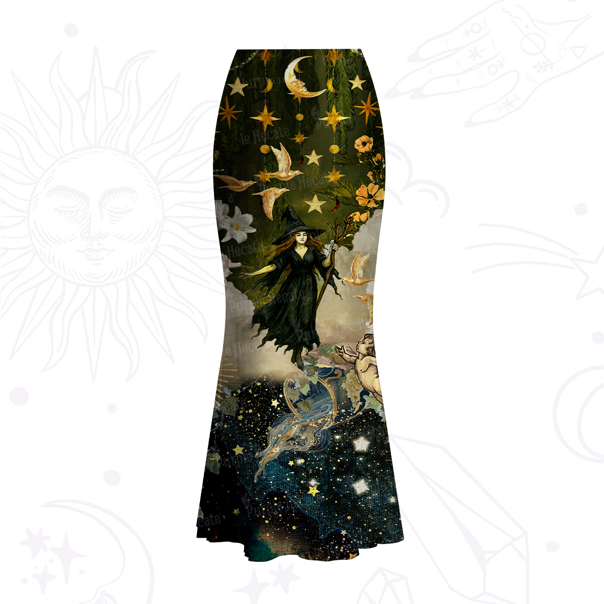 Purplehecate Garden of the Celestial Witch Mesh Mermaid Hem Skirt