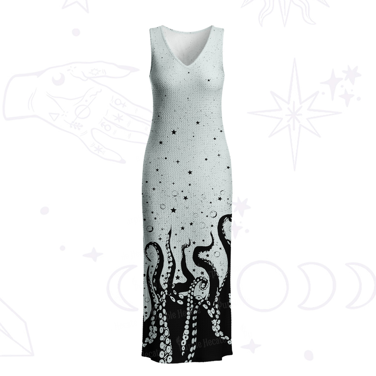 Purplehecate Tentacles of the Deep Crochet Knit Maxi Dress