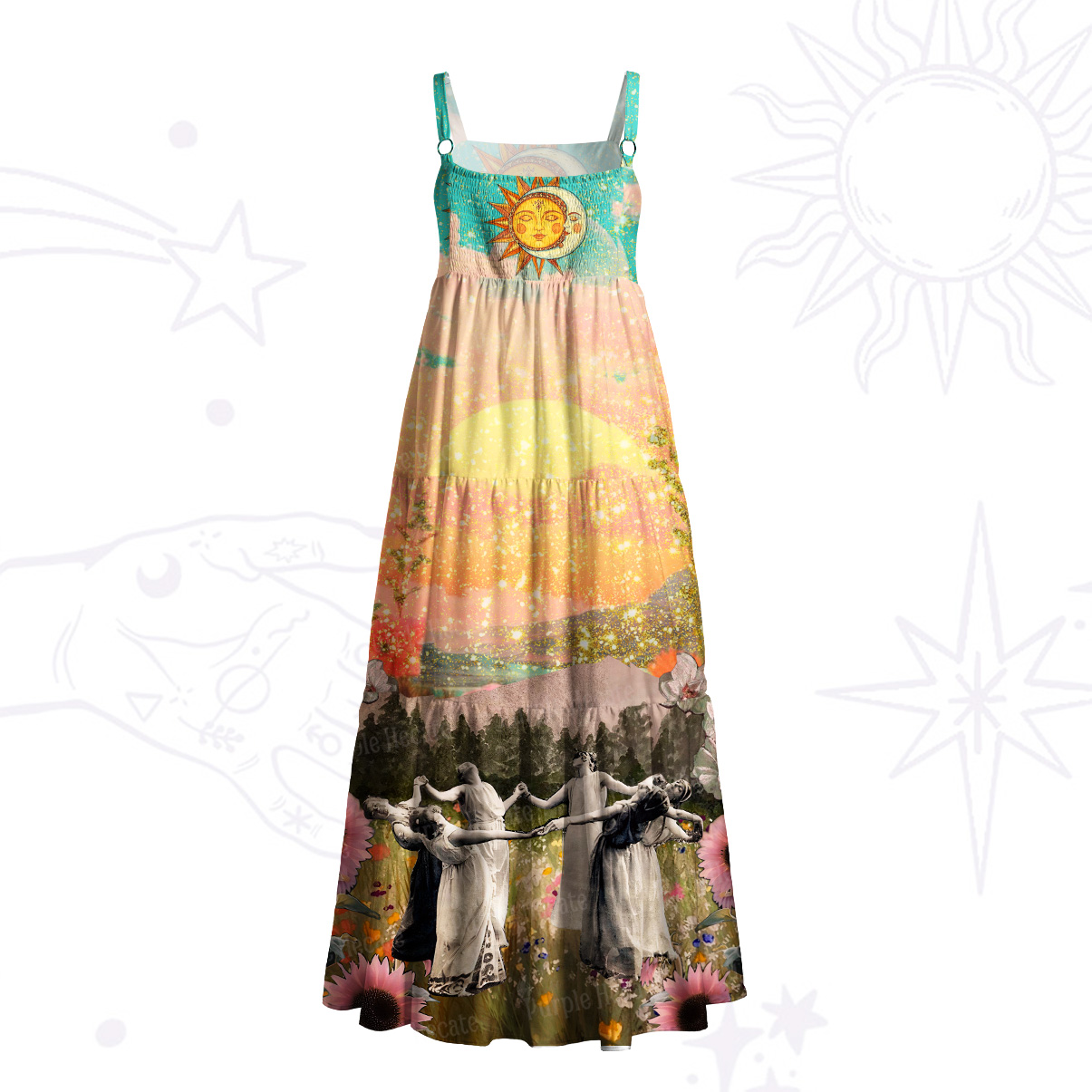 Purplehecate Girls Will Be Girls Witch Wide Straps Maxi Dress