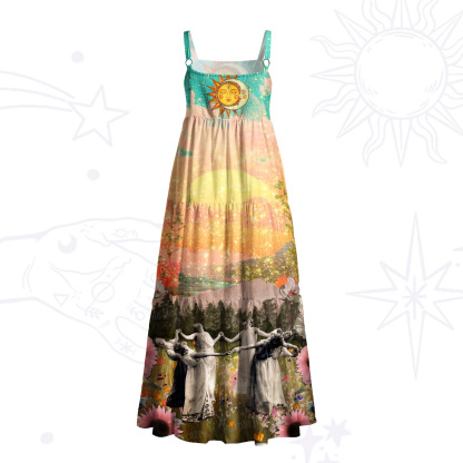 Purplehecate Girls Will Be Girls Witch Wide Straps Maxi Dress