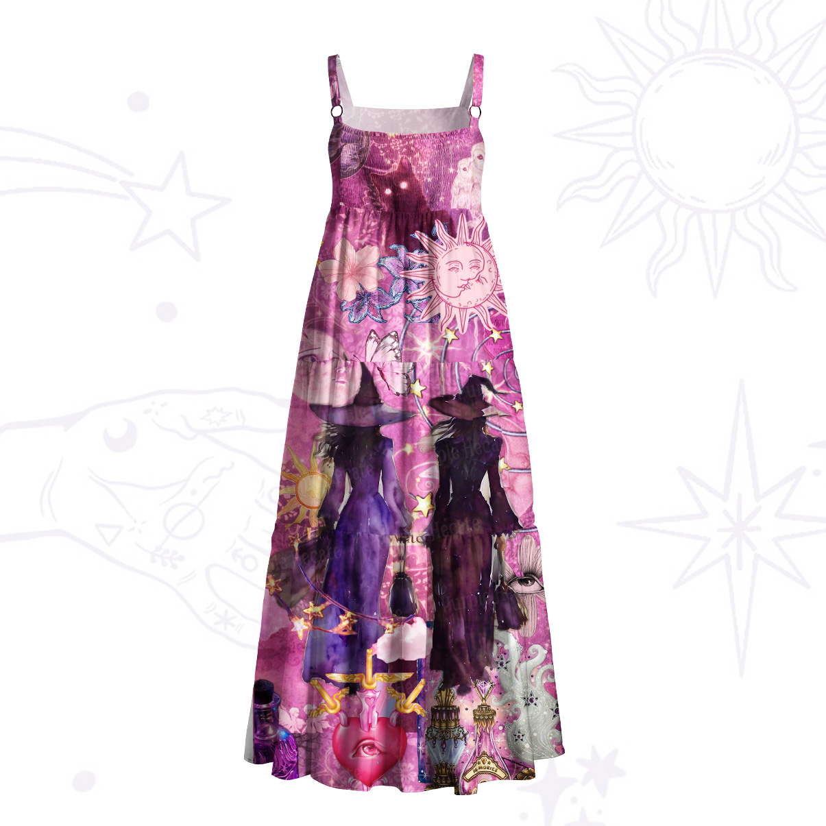 Purplehecate The Twin Witch Spell Wide Straps Maxi Dress