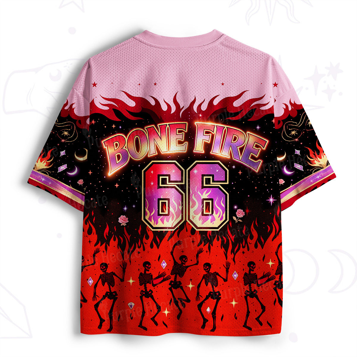 Purplehecate Bone Fire Skeleton Dance Mesh Jersey