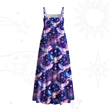 Purplehecate Mystic Owl Starry Night Wide Straps Maxi Dress