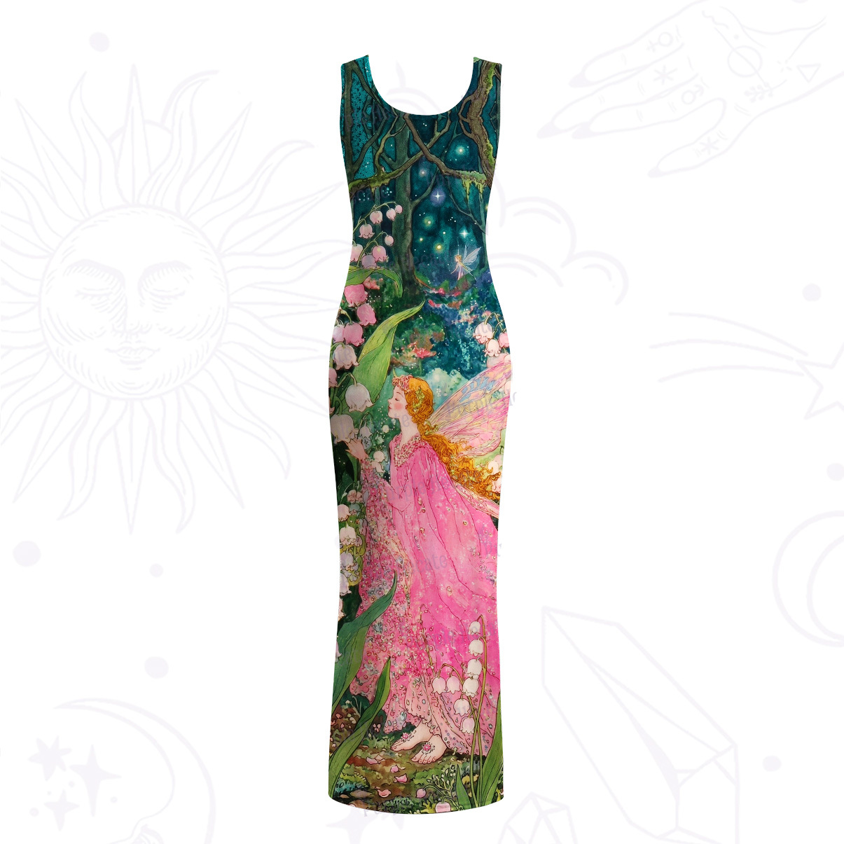 Purplehecate Mystic Secret Lily Fairy Forest Mesh Maxi Tank Beach Dress